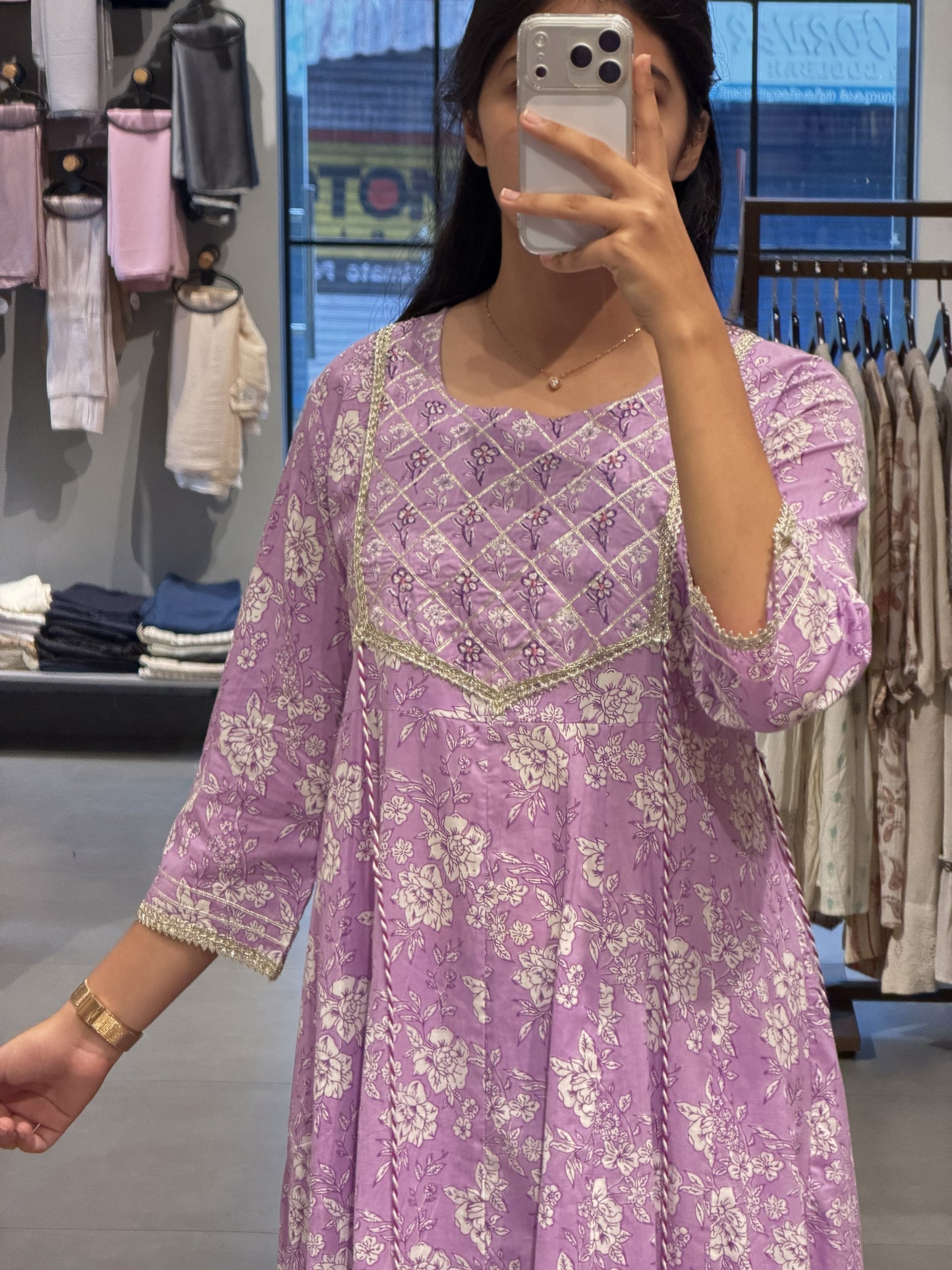 Lilac Floral Cotton Suit Set