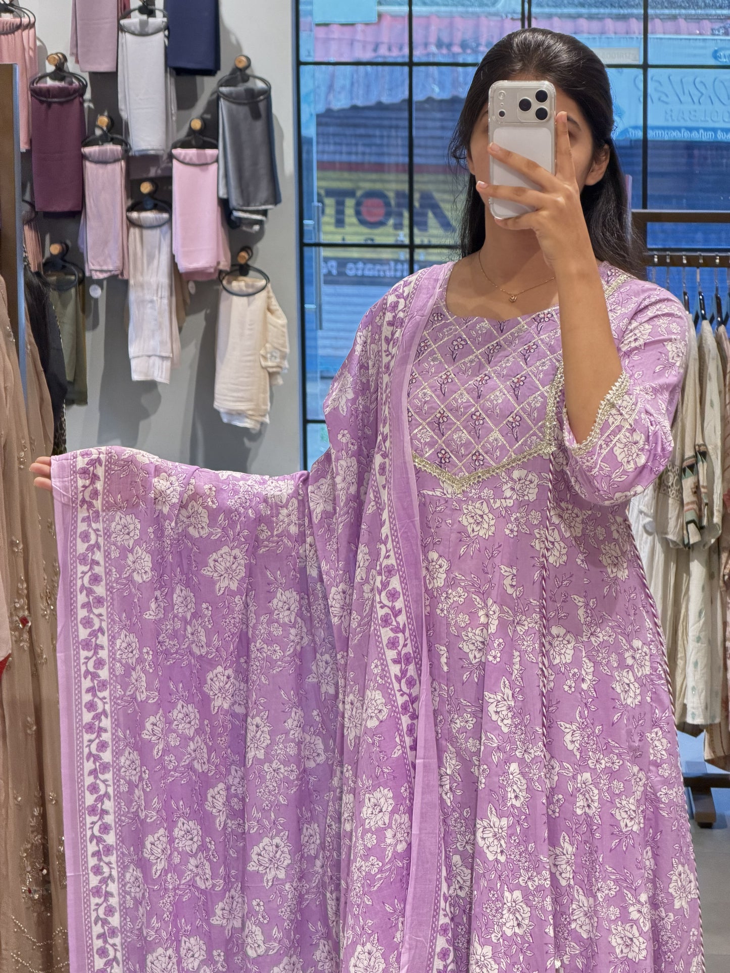 Lilac Floral Cotton Suit Set