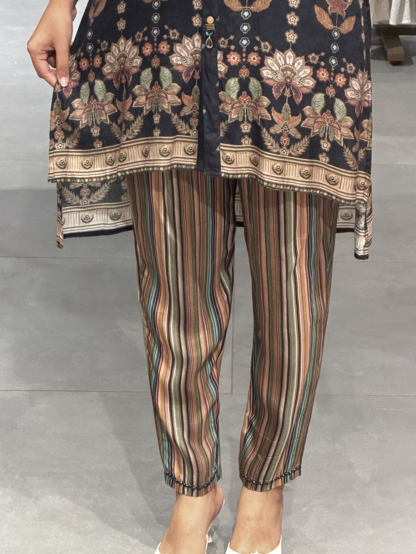 Black Printed Silk Co-ord Set