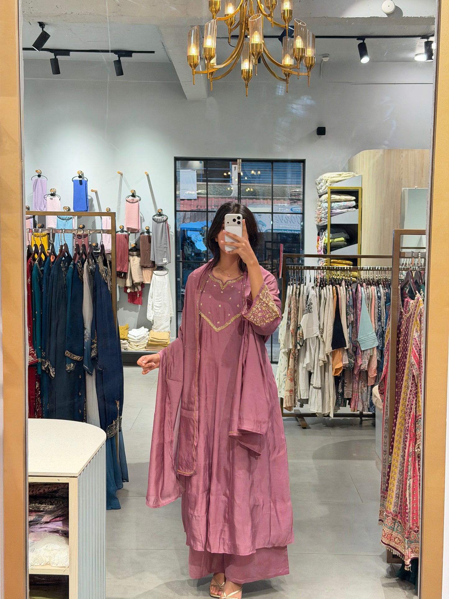 Mauve Elegance Chanderi silk,