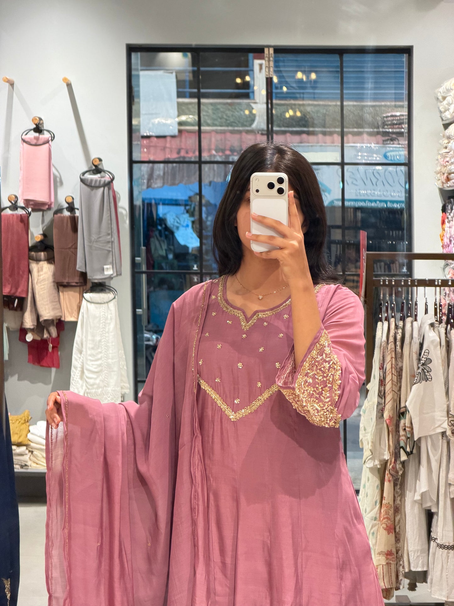 Mauve Elegance Chanderi silk,
