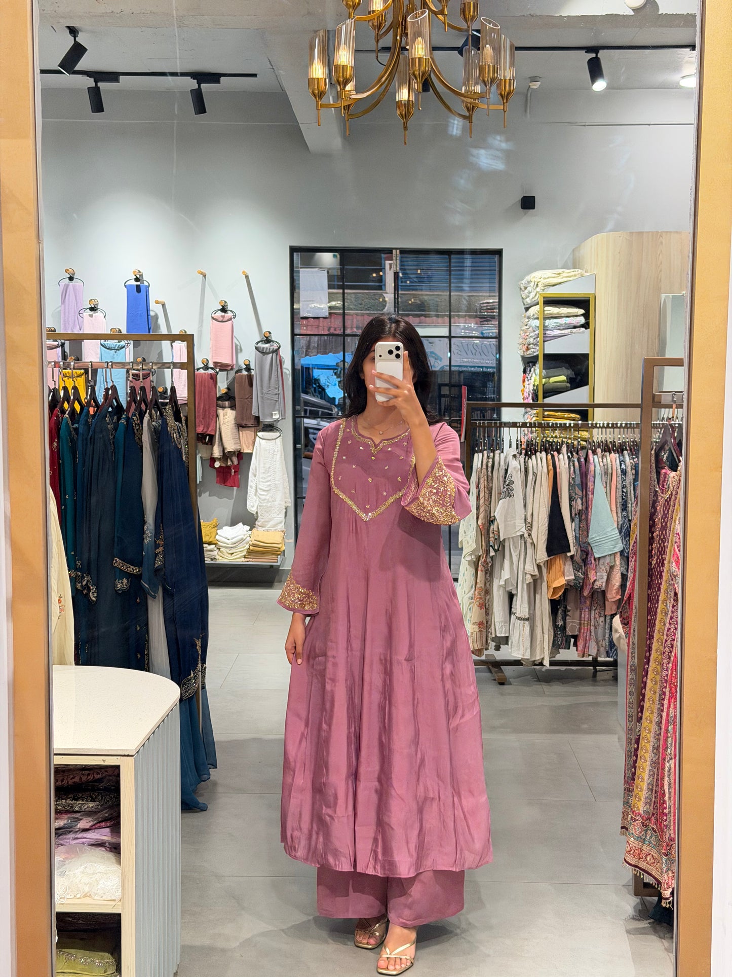 Mauve Elegance Chanderi silk,