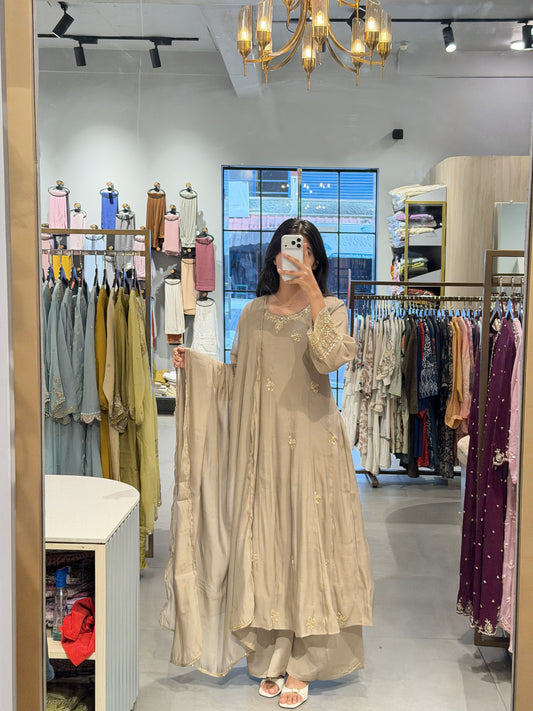 Chikku Chanderi Silk Flared Kurta Set