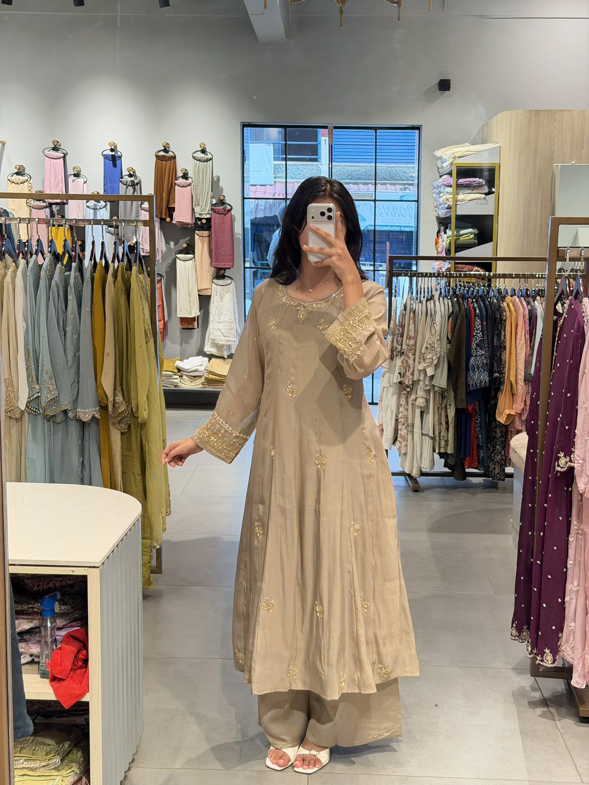 Chikku Chanderi Silk Flared Kurta Set