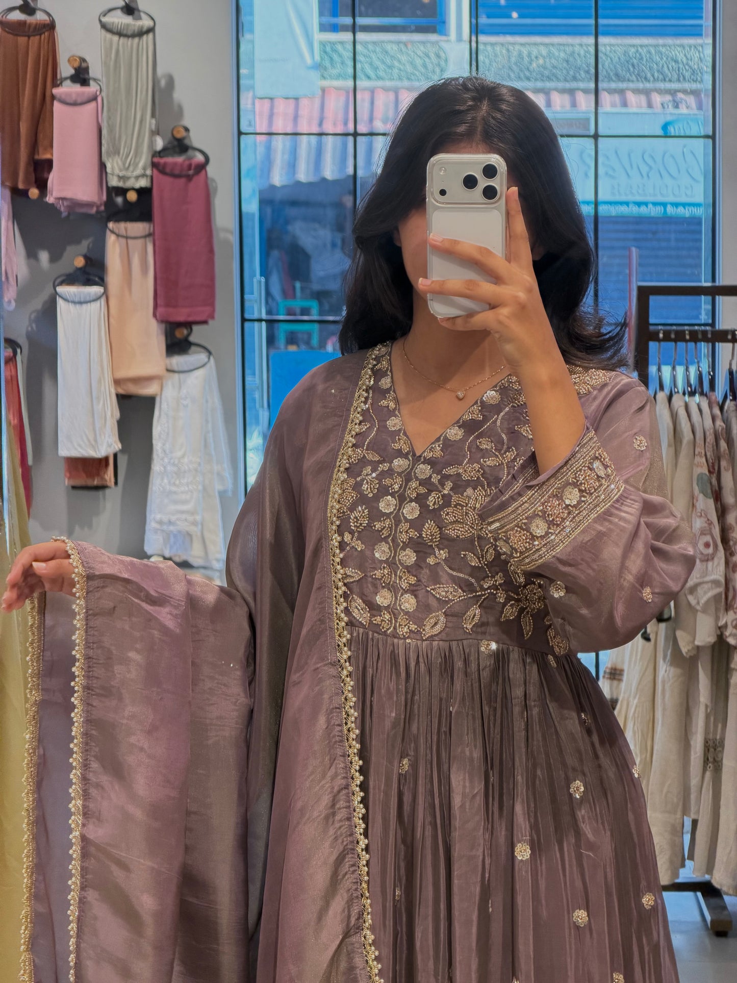 Mauve Uppada Silk with Gold Detailing