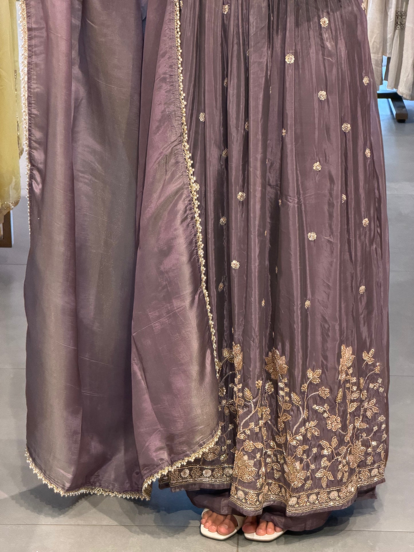 Mauve Uppada Silk with Gold Detailing