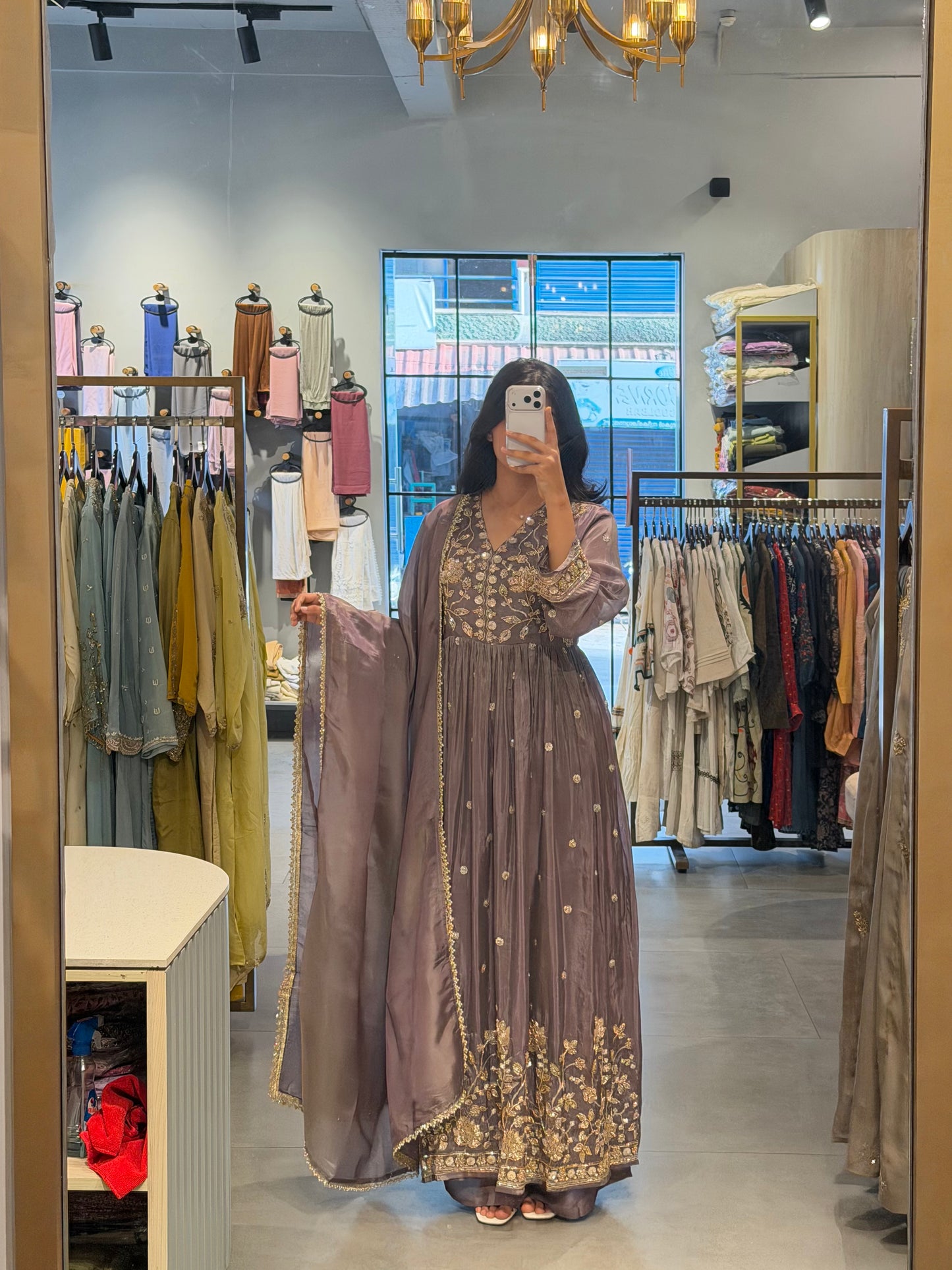 Mauve Uppada Silk with Gold Detailing