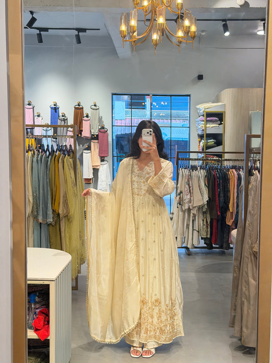Off white Uppada  Silk with Gold Detailing