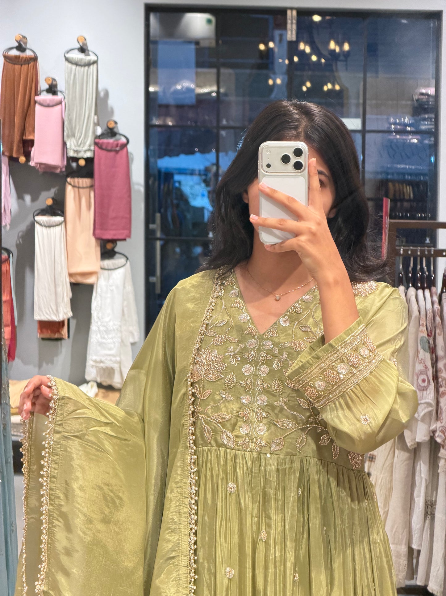Pistal green  Uppada  Silk with Gold Detailing