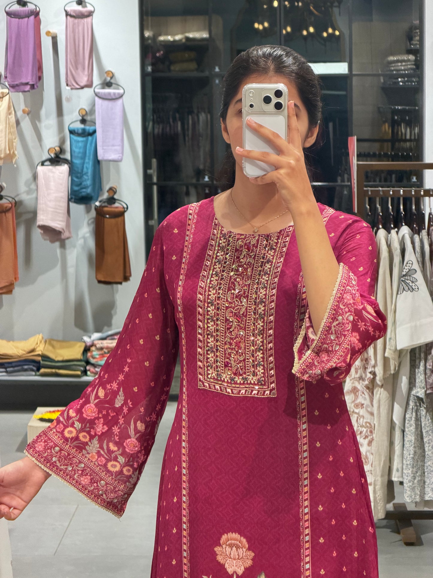 Royal Magenta Floral Crepe gowns
