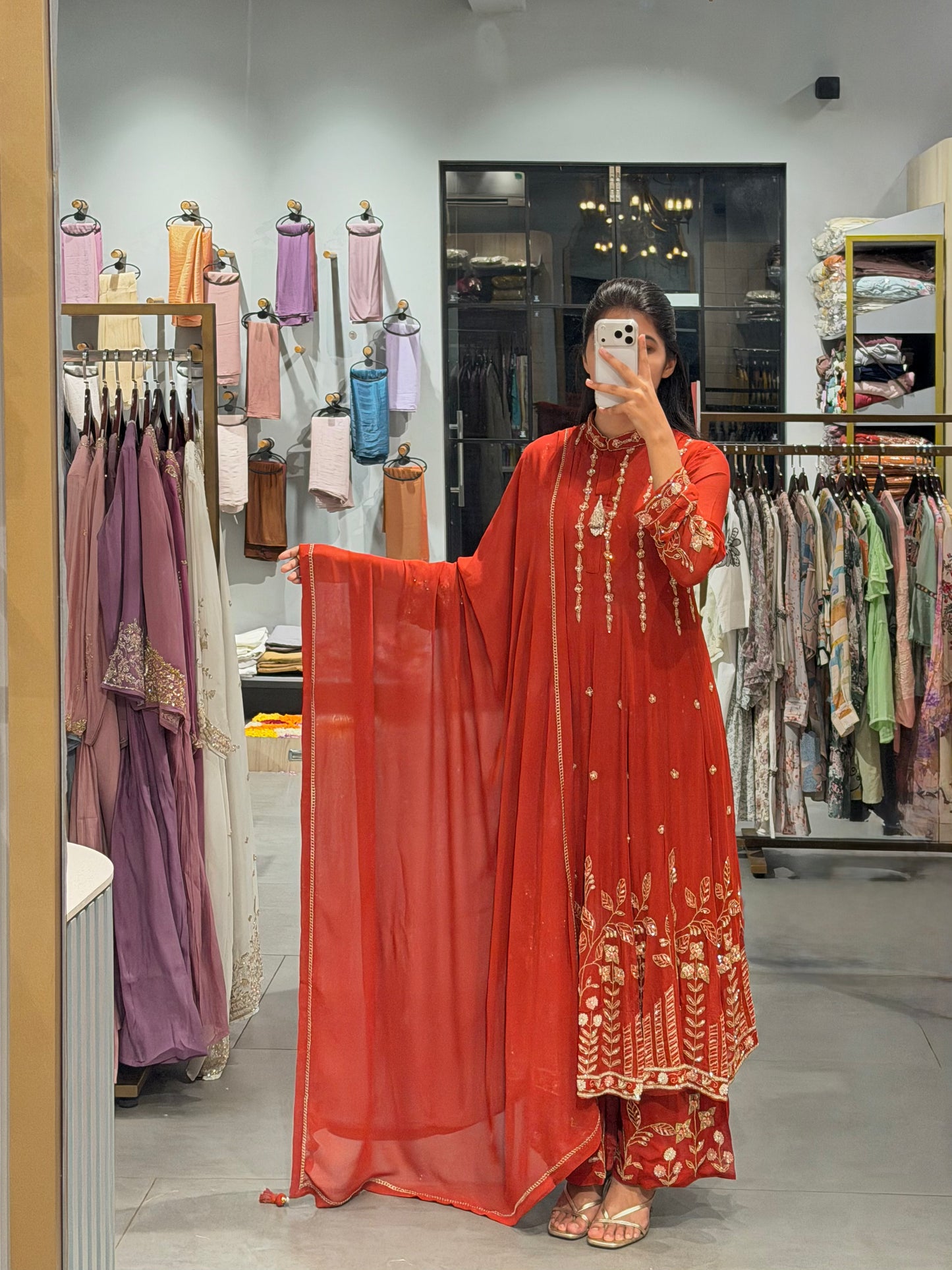 Ruby Red Viscose Georgette