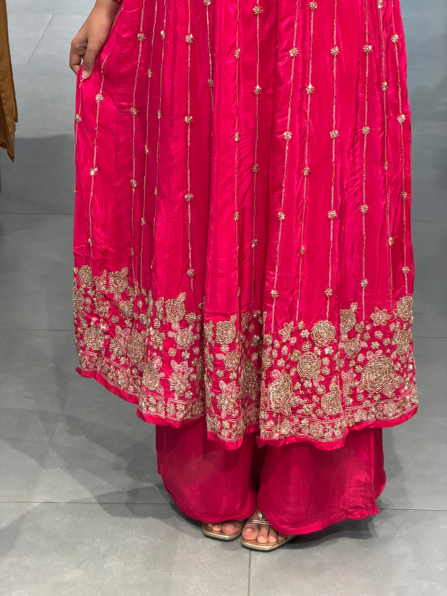 Rani Pink Uppada Silk Festive Kurta Set