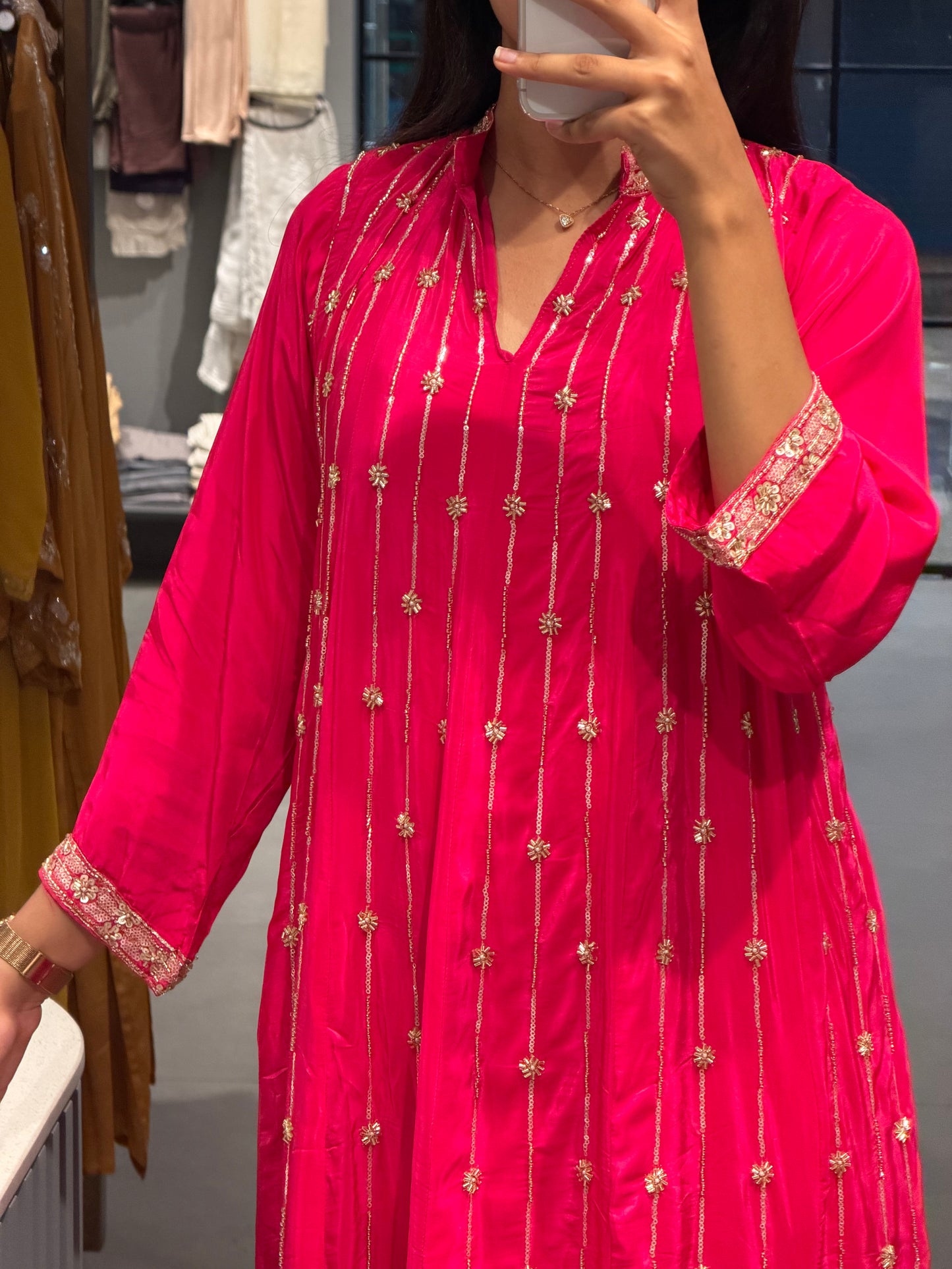 Rani Pink Uppada Silk Festive Kurta Set