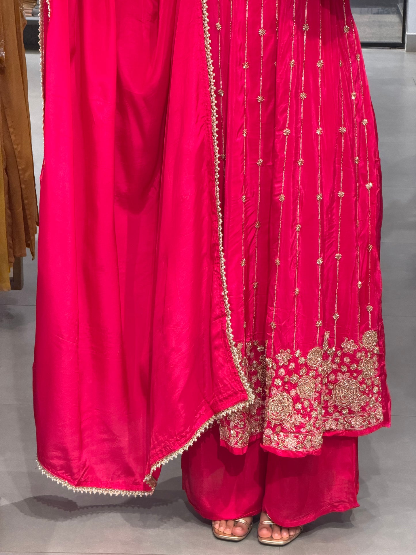 Rani Pink Uppada Silk Festive Kurta Set