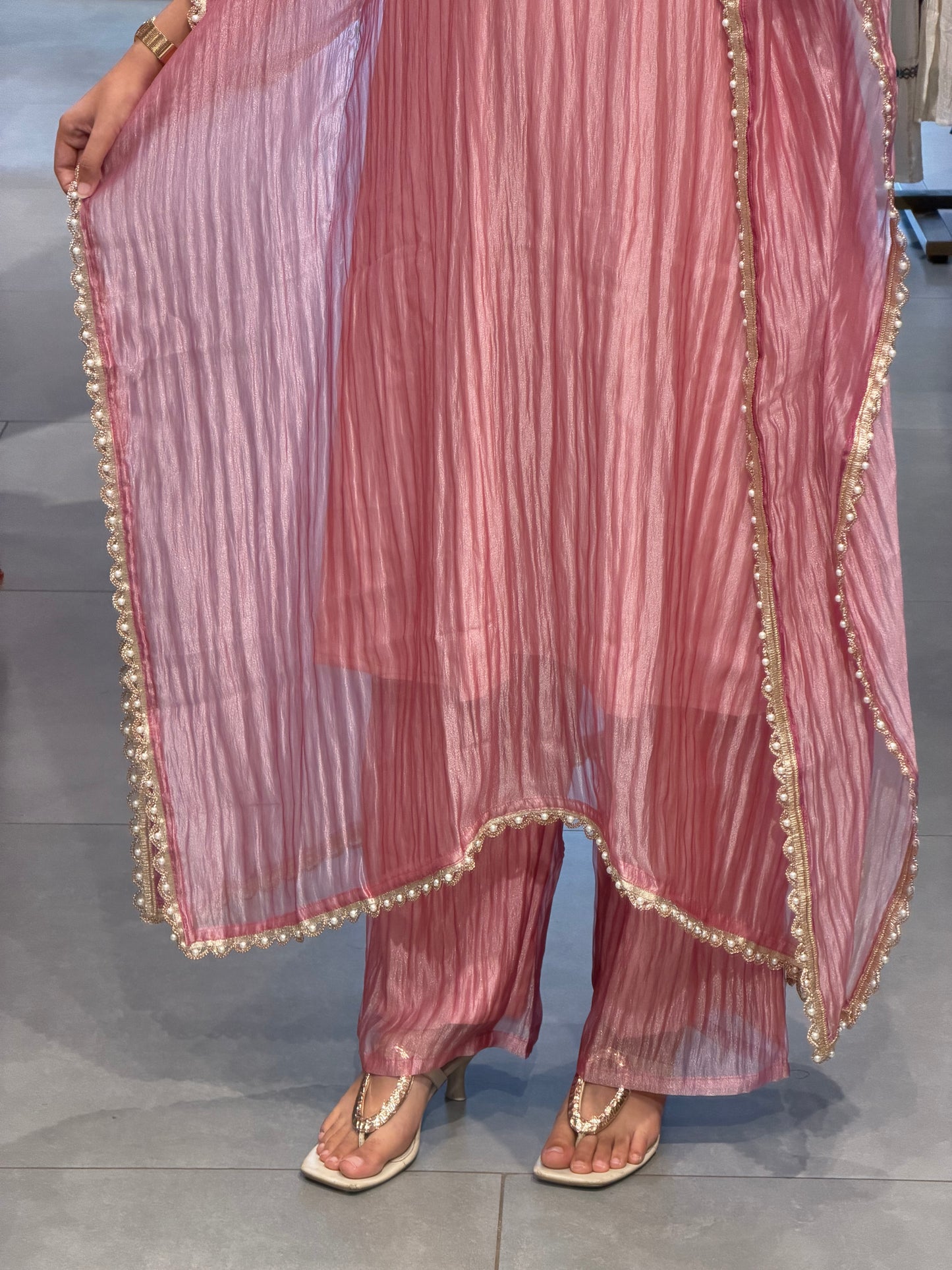 Rose Pink Embroidered Glass Organza ✨