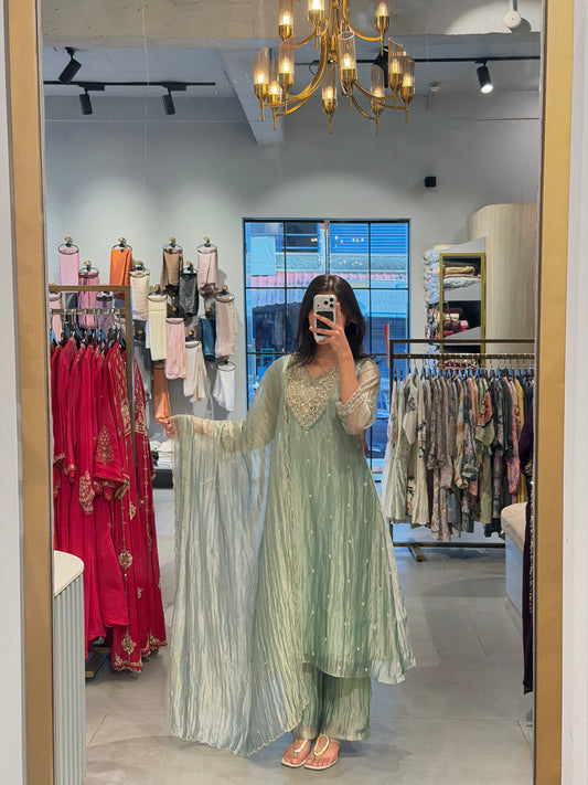 Mint Glass Organza Anarkali