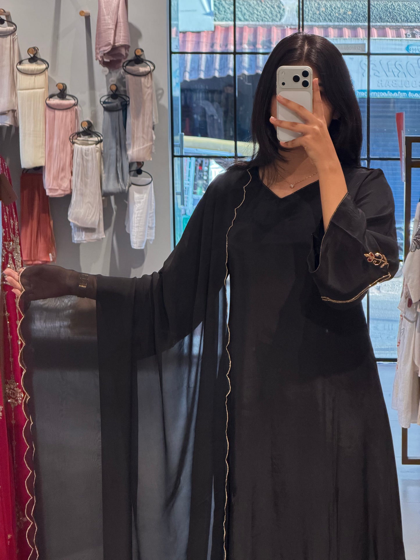 Glossy Organza Black Embellished Kurta Set ✨