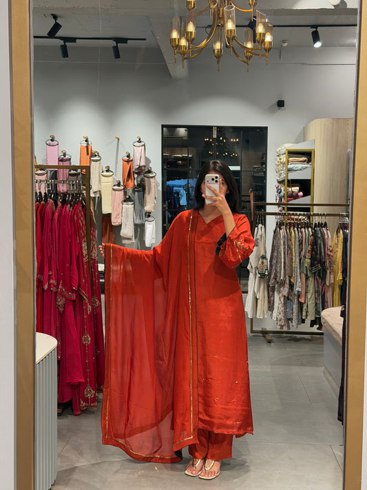 Burnt Orange Glossy Organza