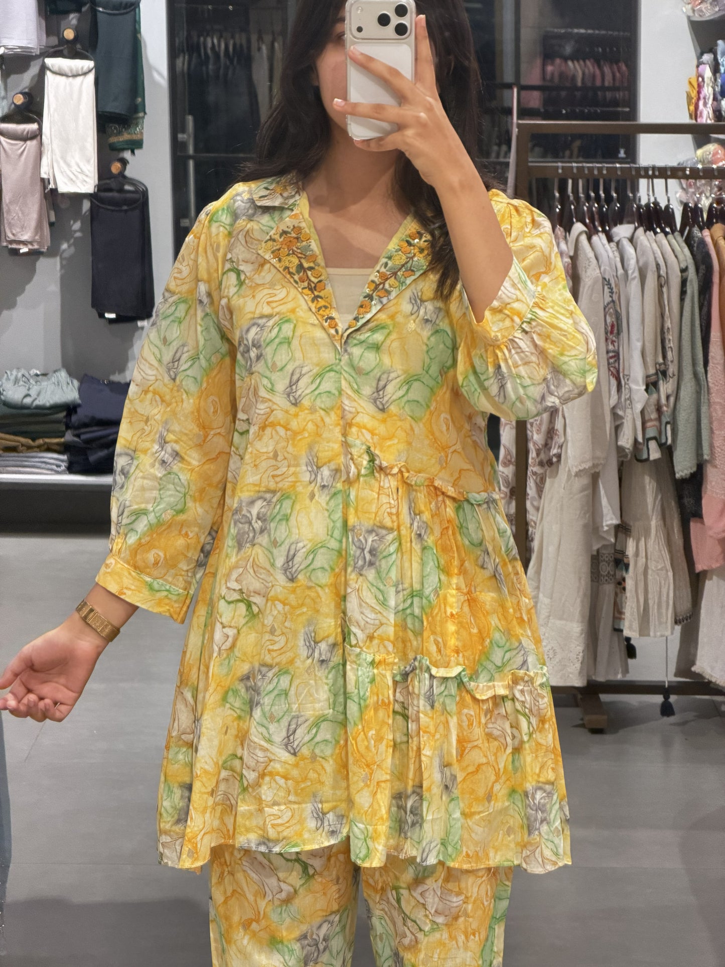 Yellow Floral Mul Cotton Co-ord Set
