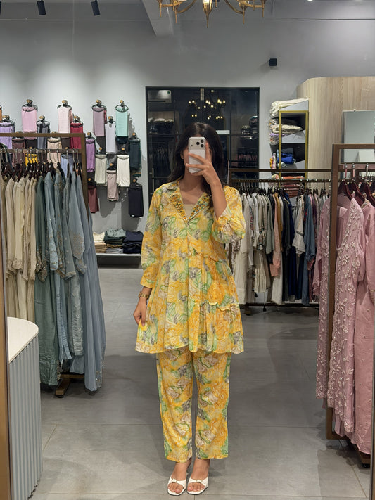 Yellow Floral Mul Cotton Co-ord Set