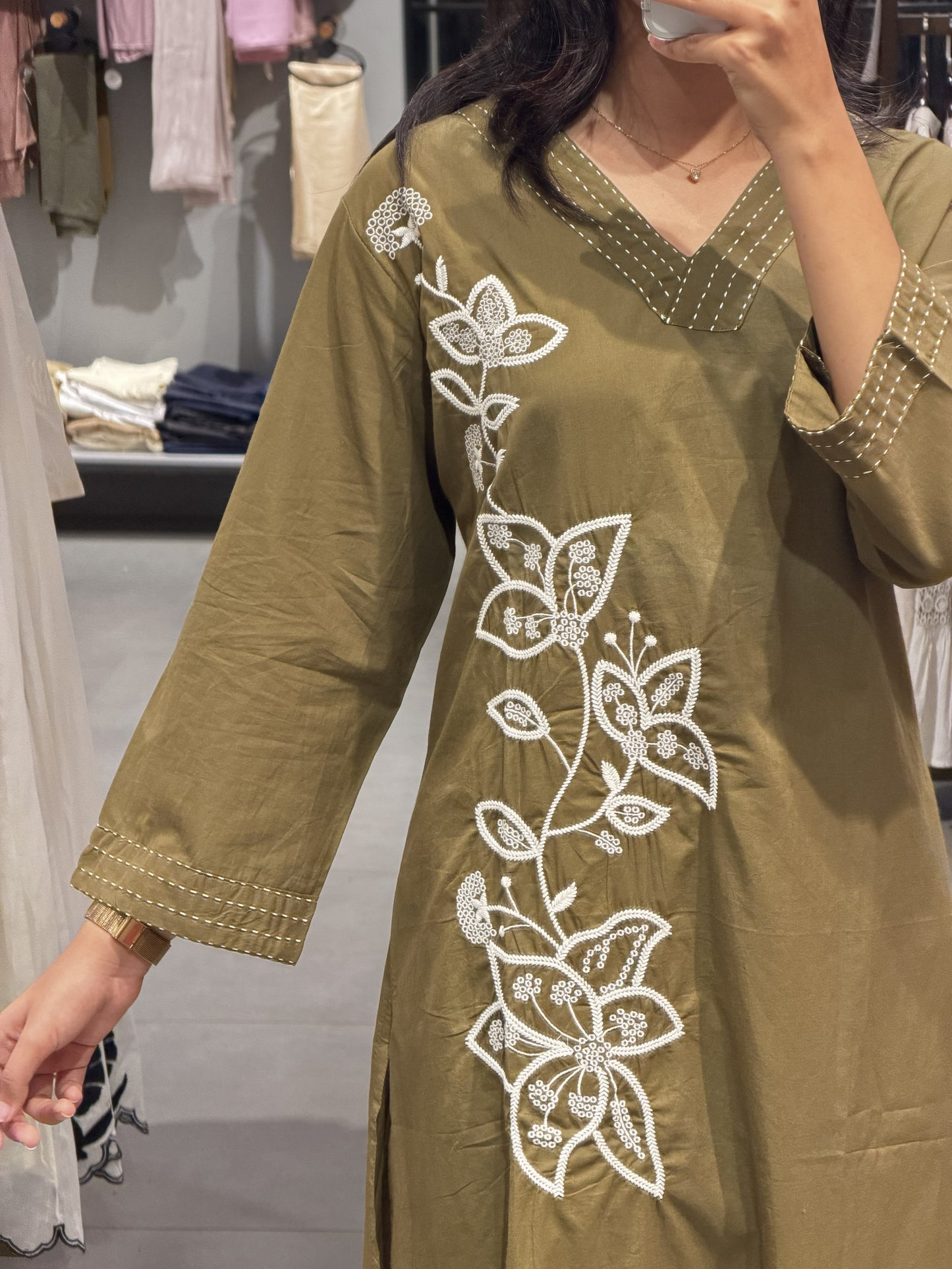 Olive Green Cotton Co-ord Set