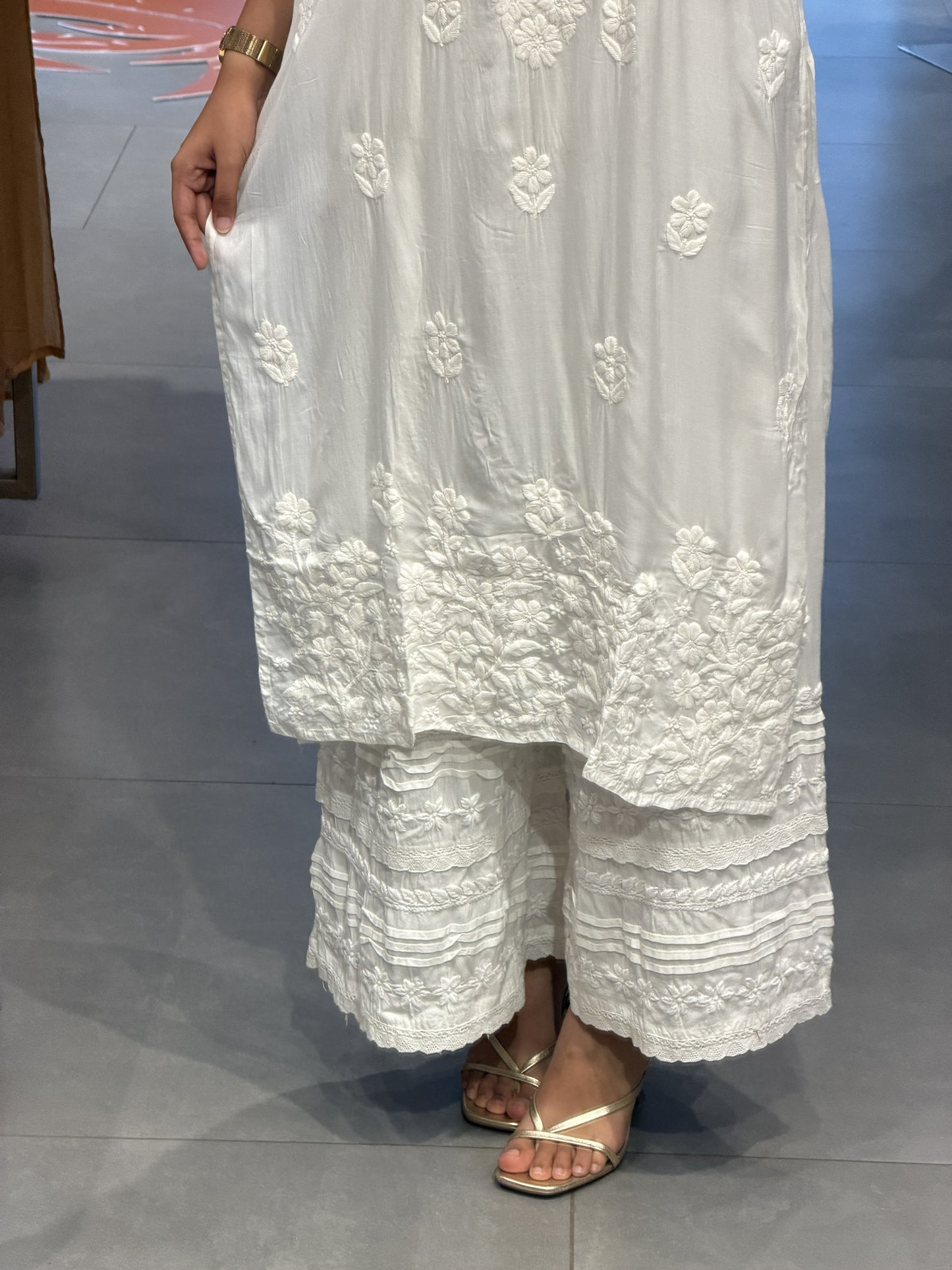 White Mul Cotton Chikankari Top