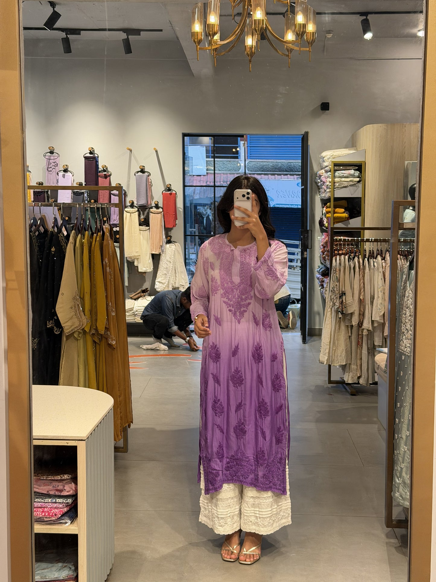 Lavender Ombre Chikankari Kurti