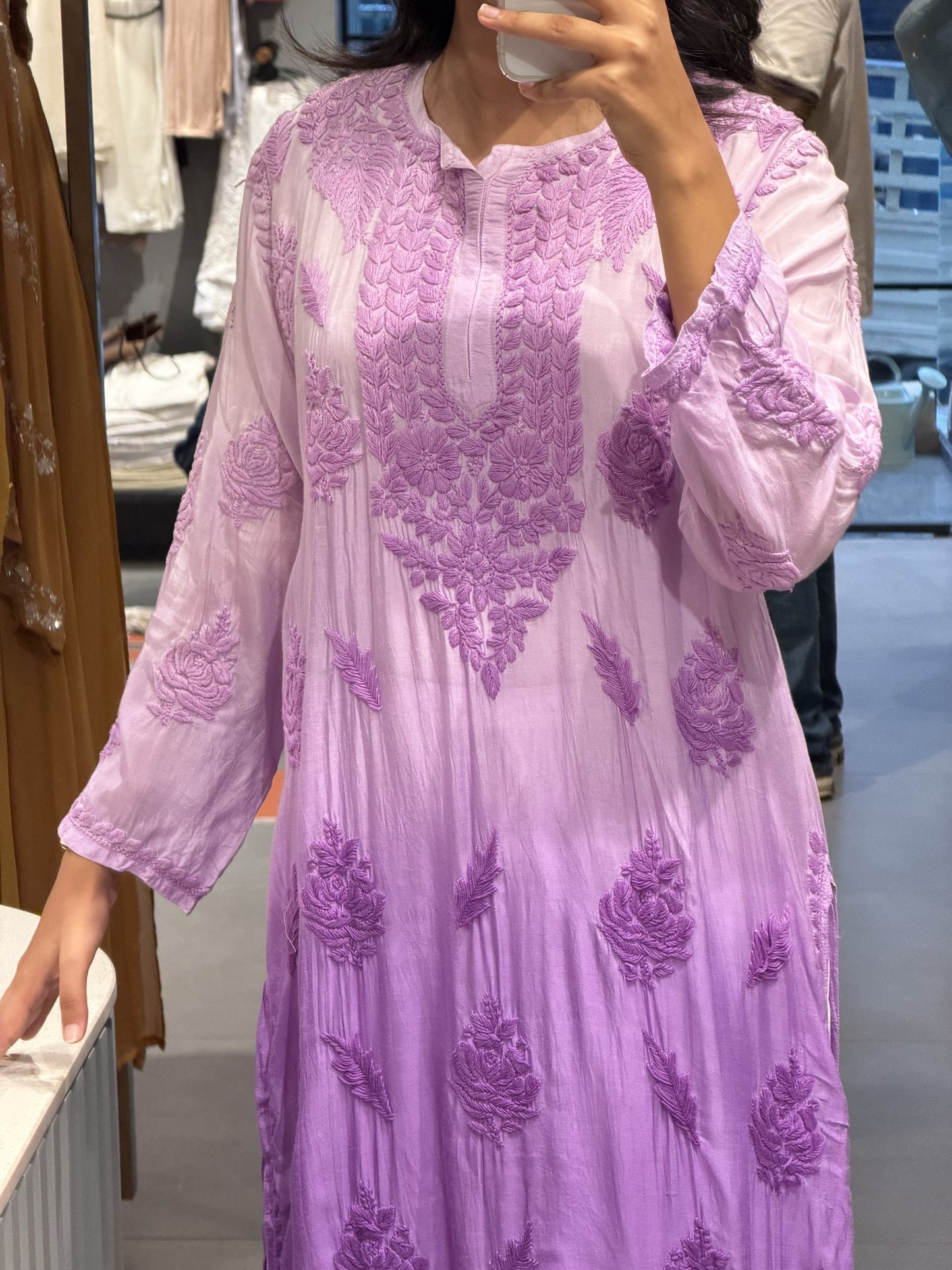 Lavender Ombre Chikankari Kurti