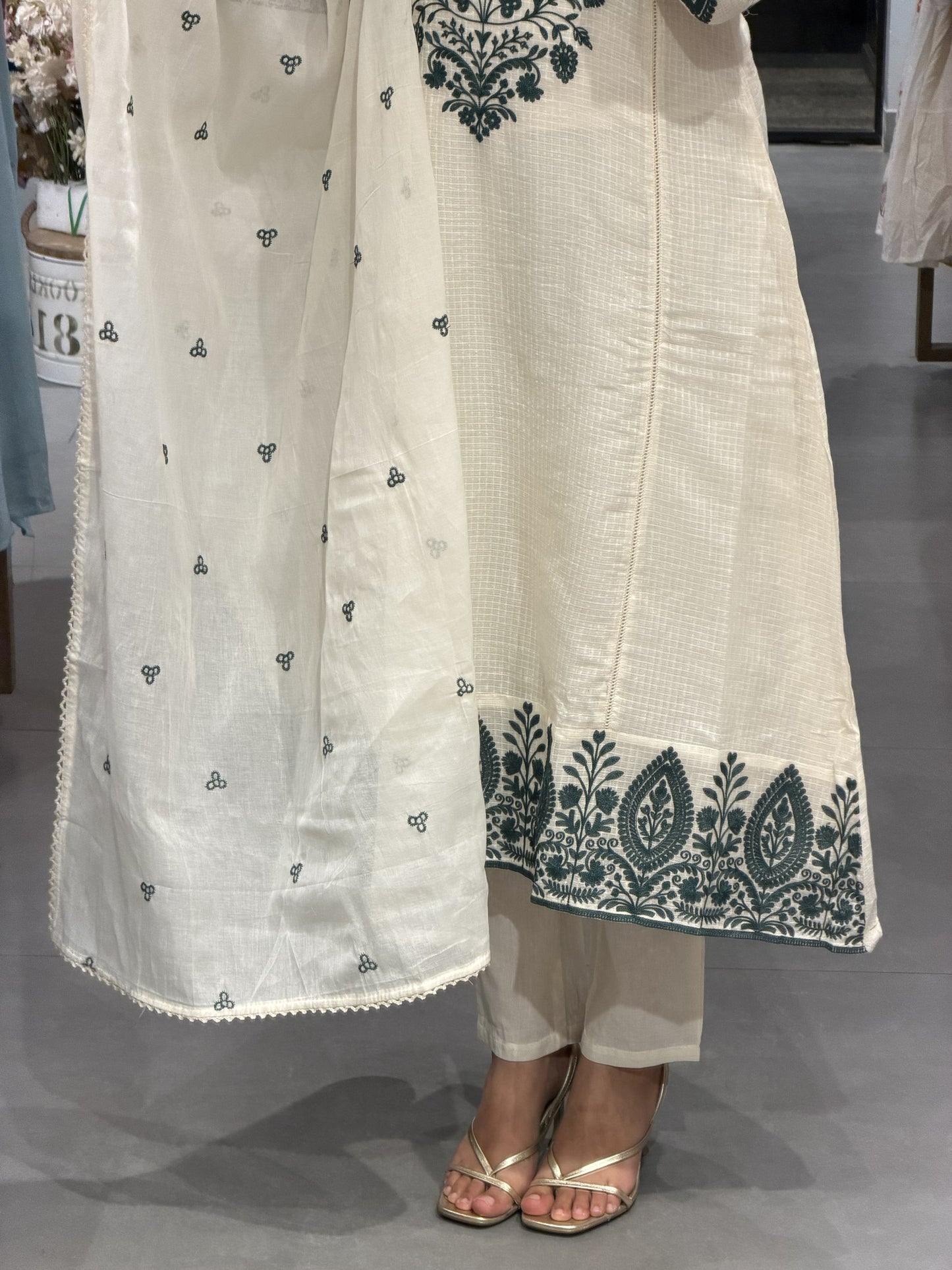 Floral Printed Kotta Silk Kurta Set