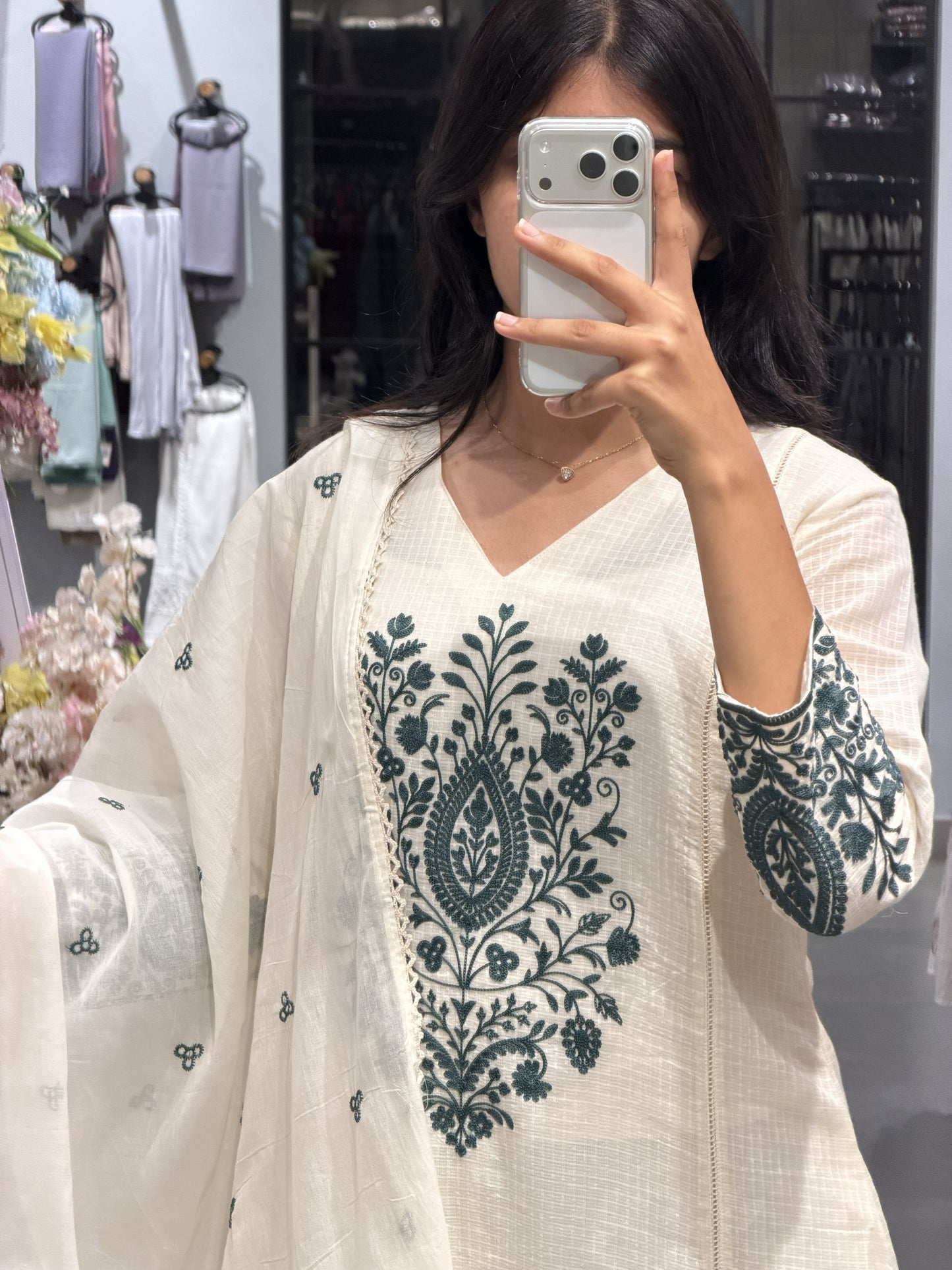Floral Printed Kotta Silk Kurta Set