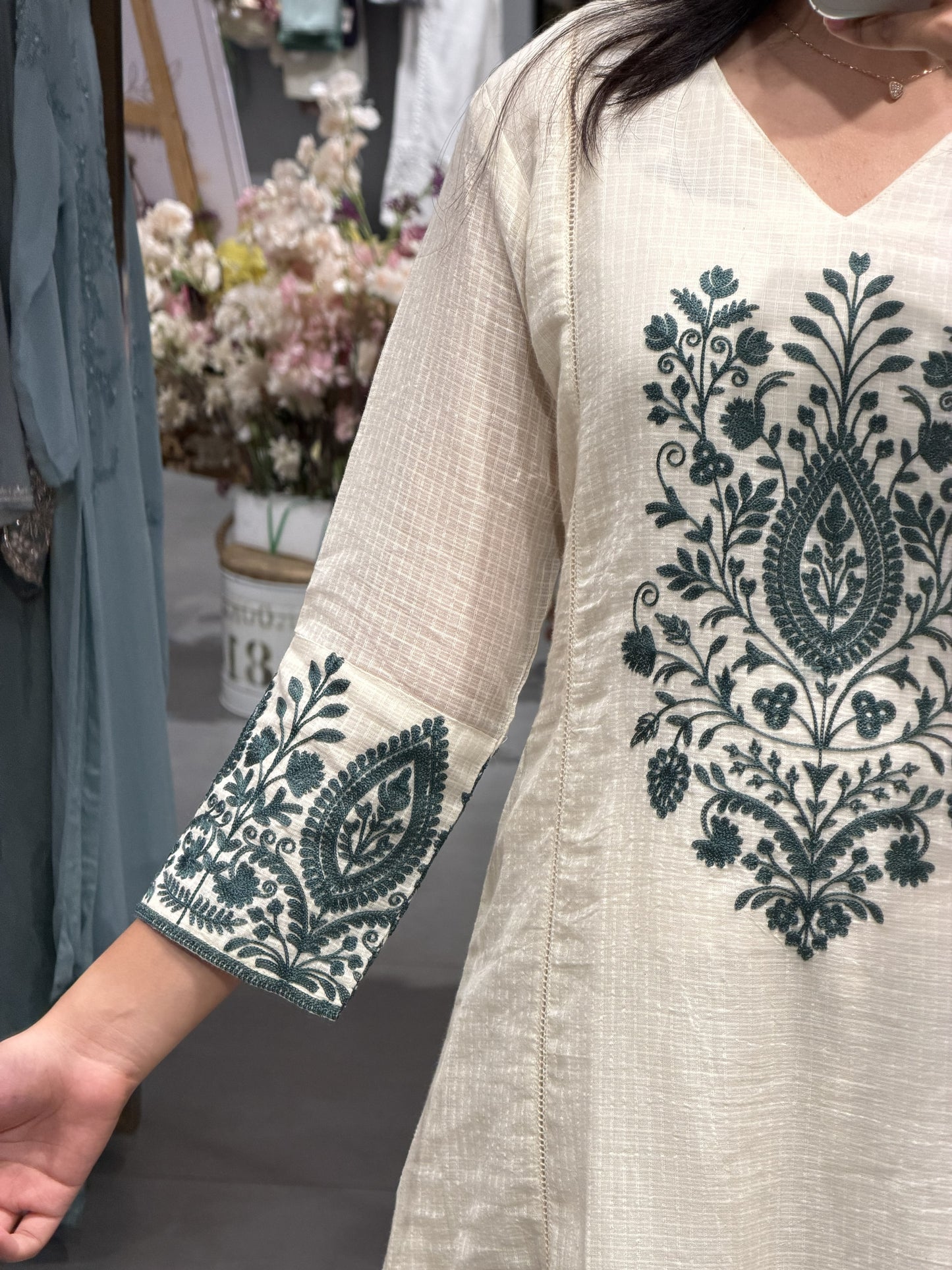 Floral Printed Kotta Silk Kurta Set
