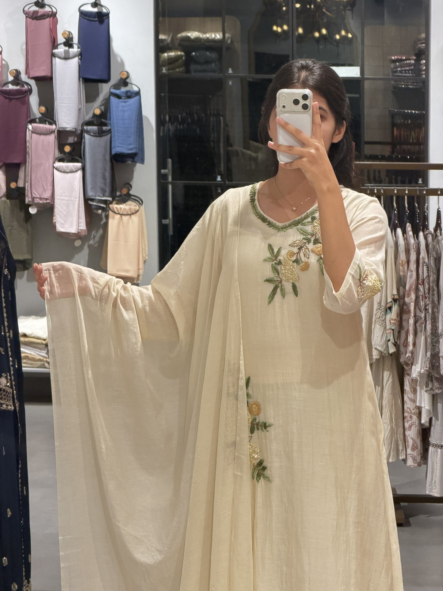 Elegant Floral Chanderi Silk Suit Set