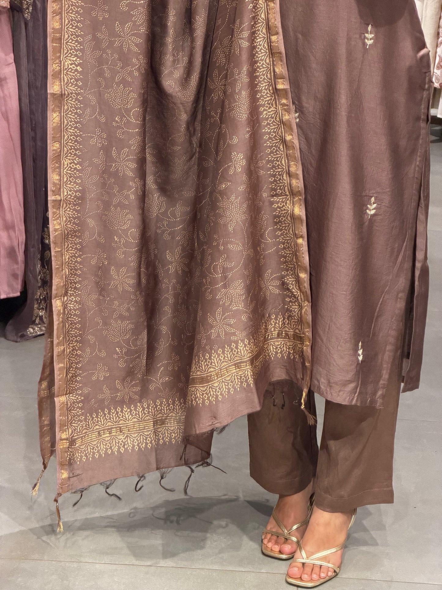 Mocha Brown Chanderi Silk Elegance