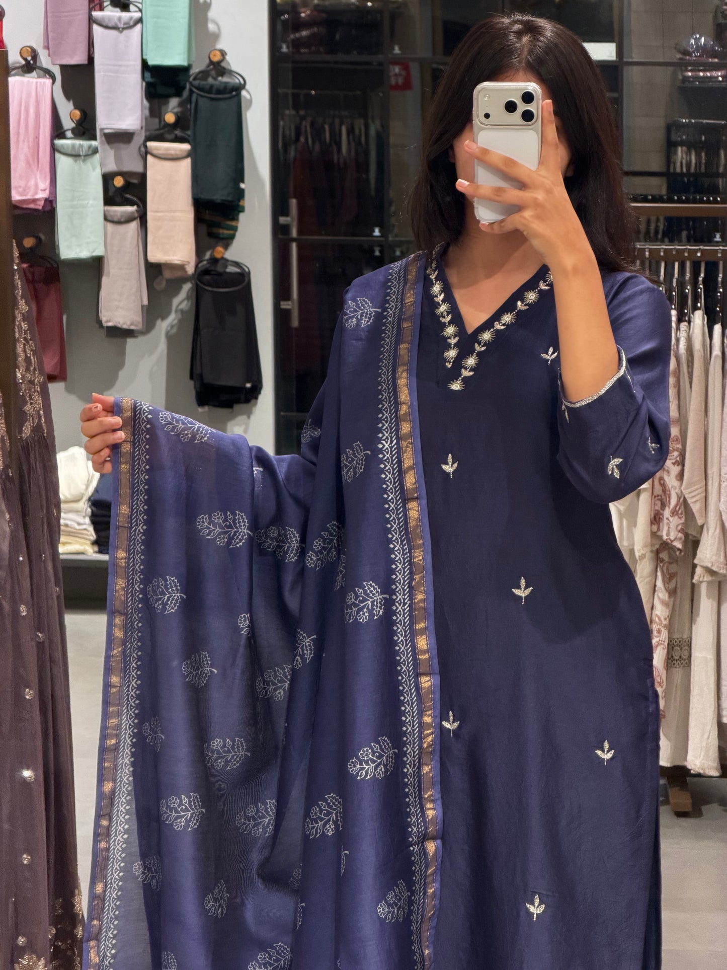 Classic Blue Chanderi Ensemble