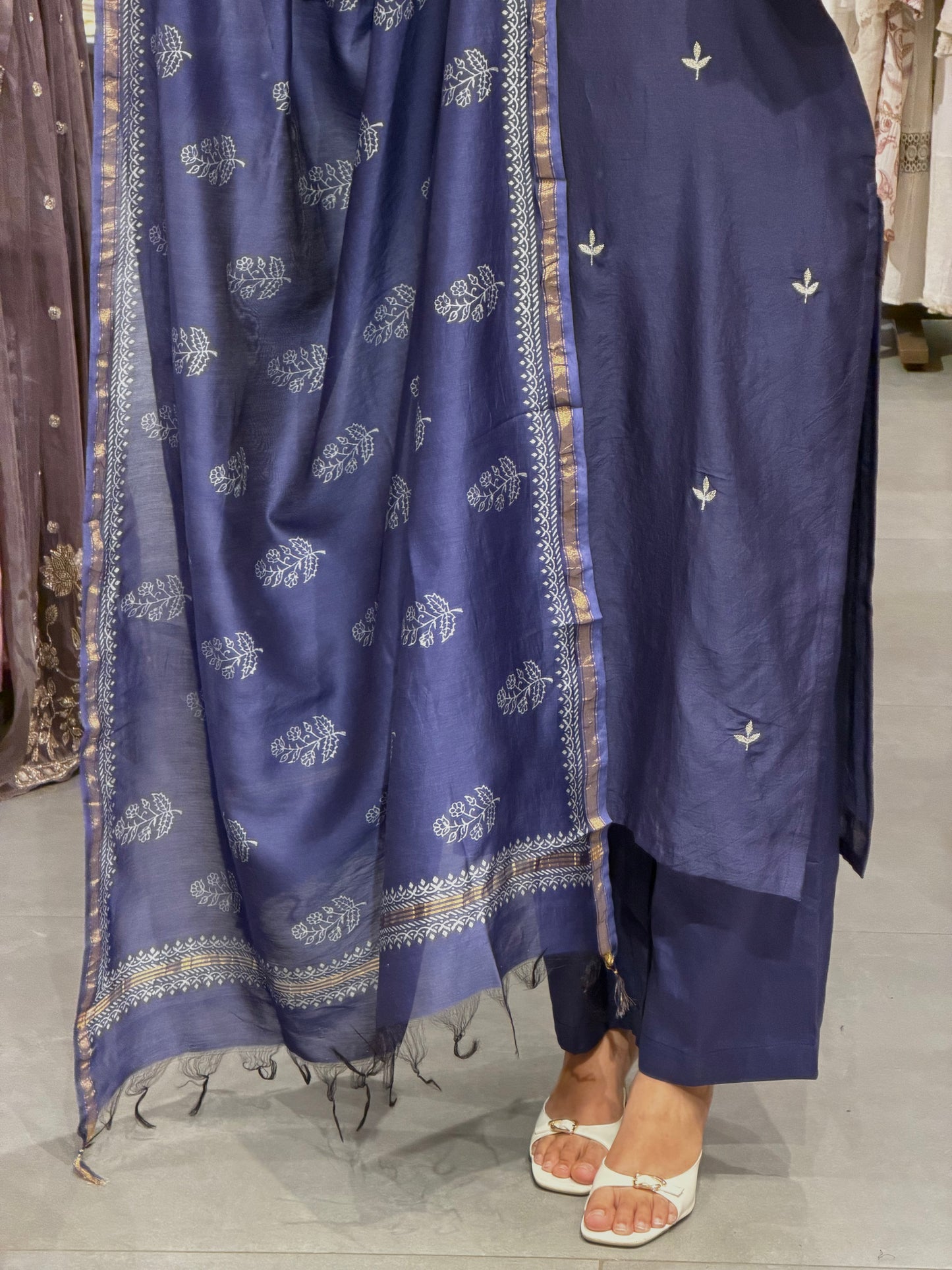 Classic Blue Chanderi Ensemble
