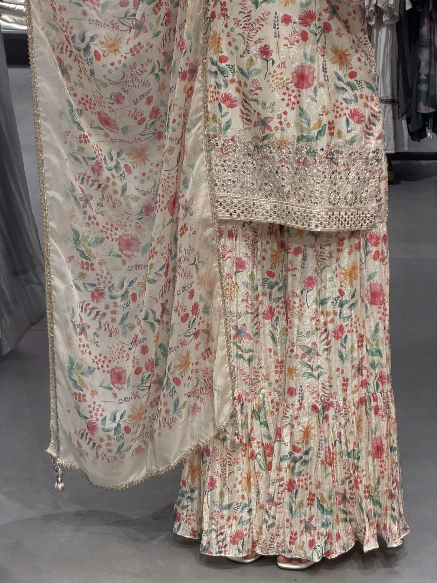 Chinnon Silk Floral Sharara Set