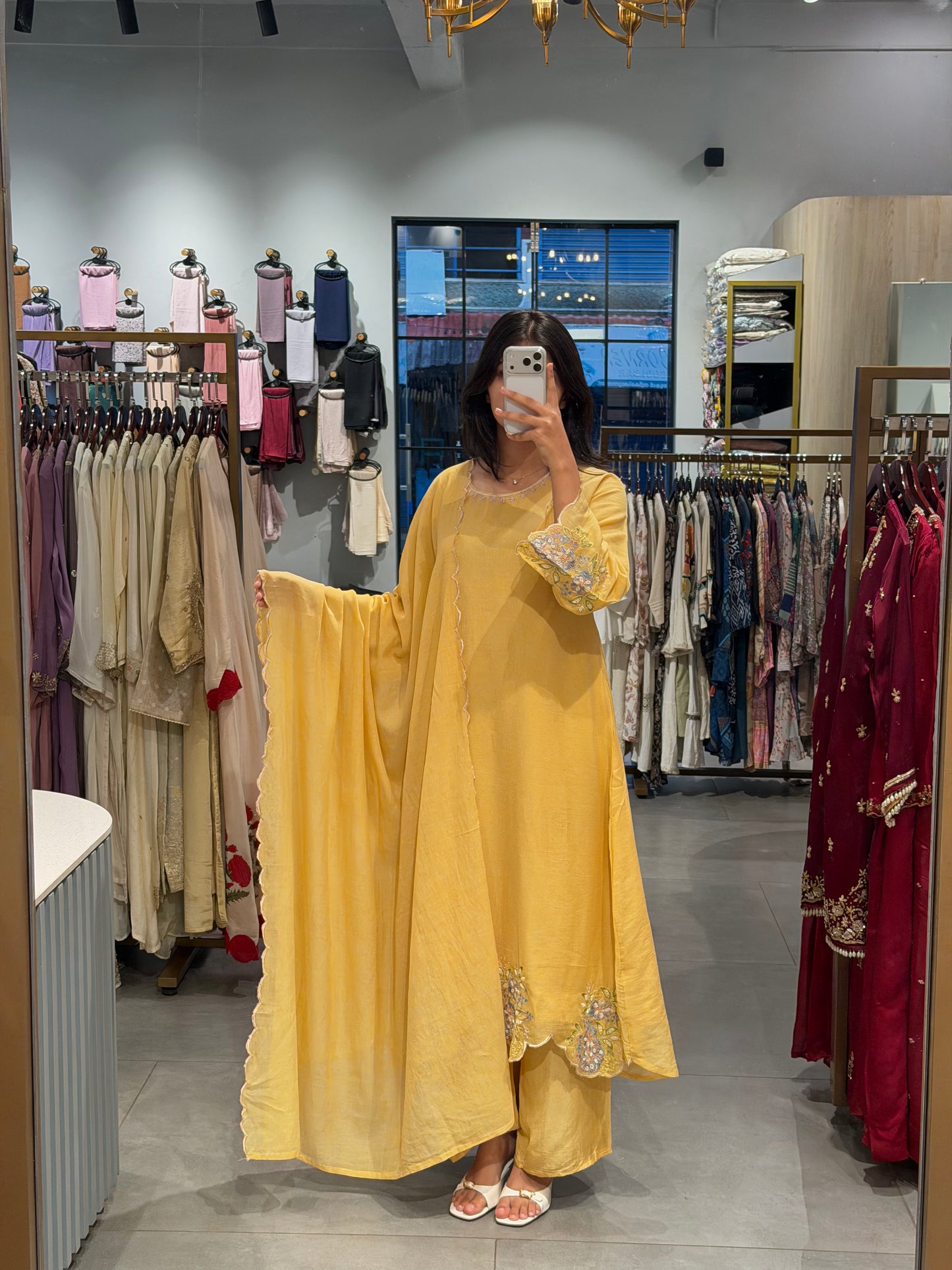 Mustard Yellow Chanderi Silk Graceful Kurta Set