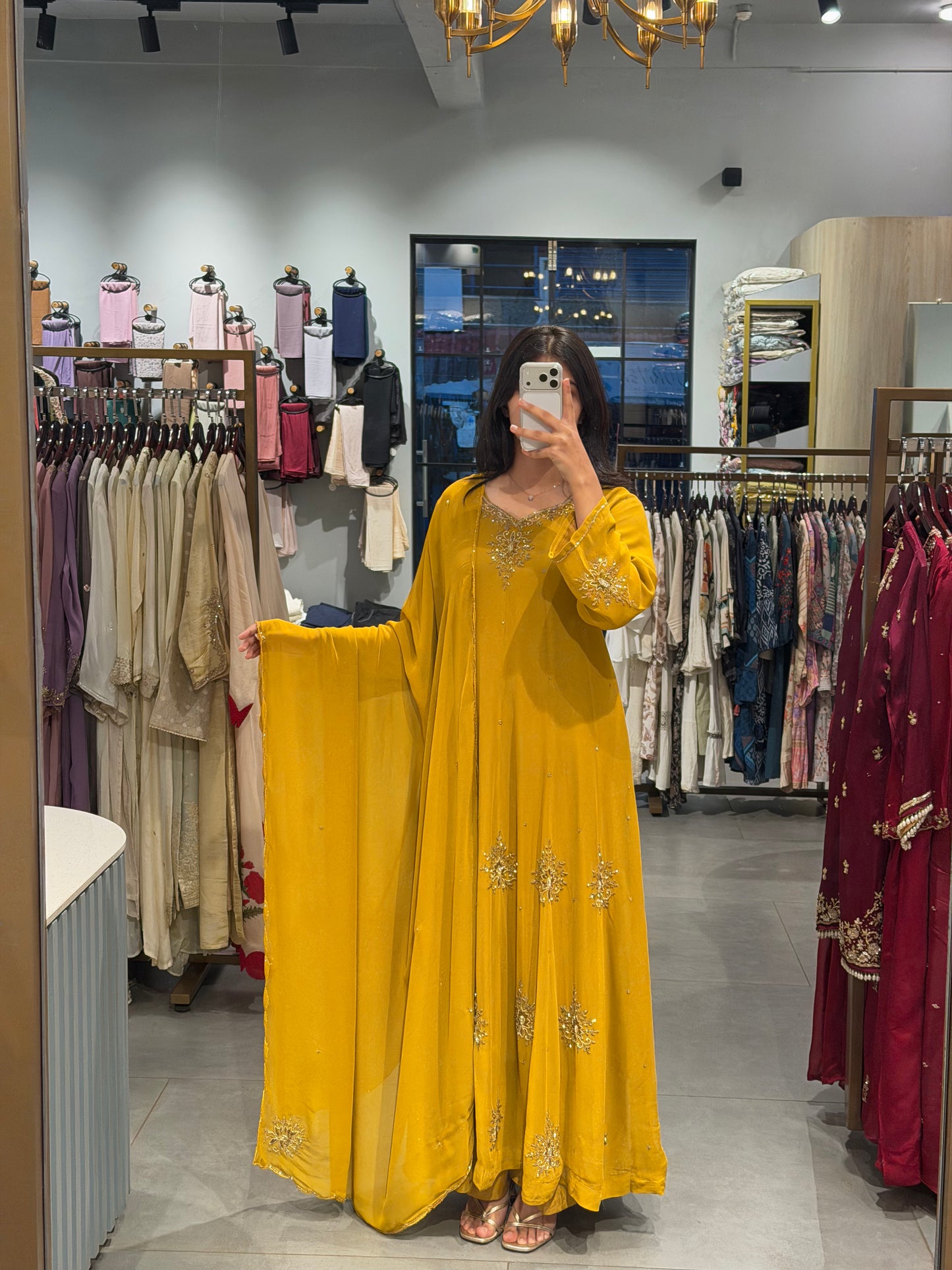 Mustard Yellow Georgette Party Wear Set