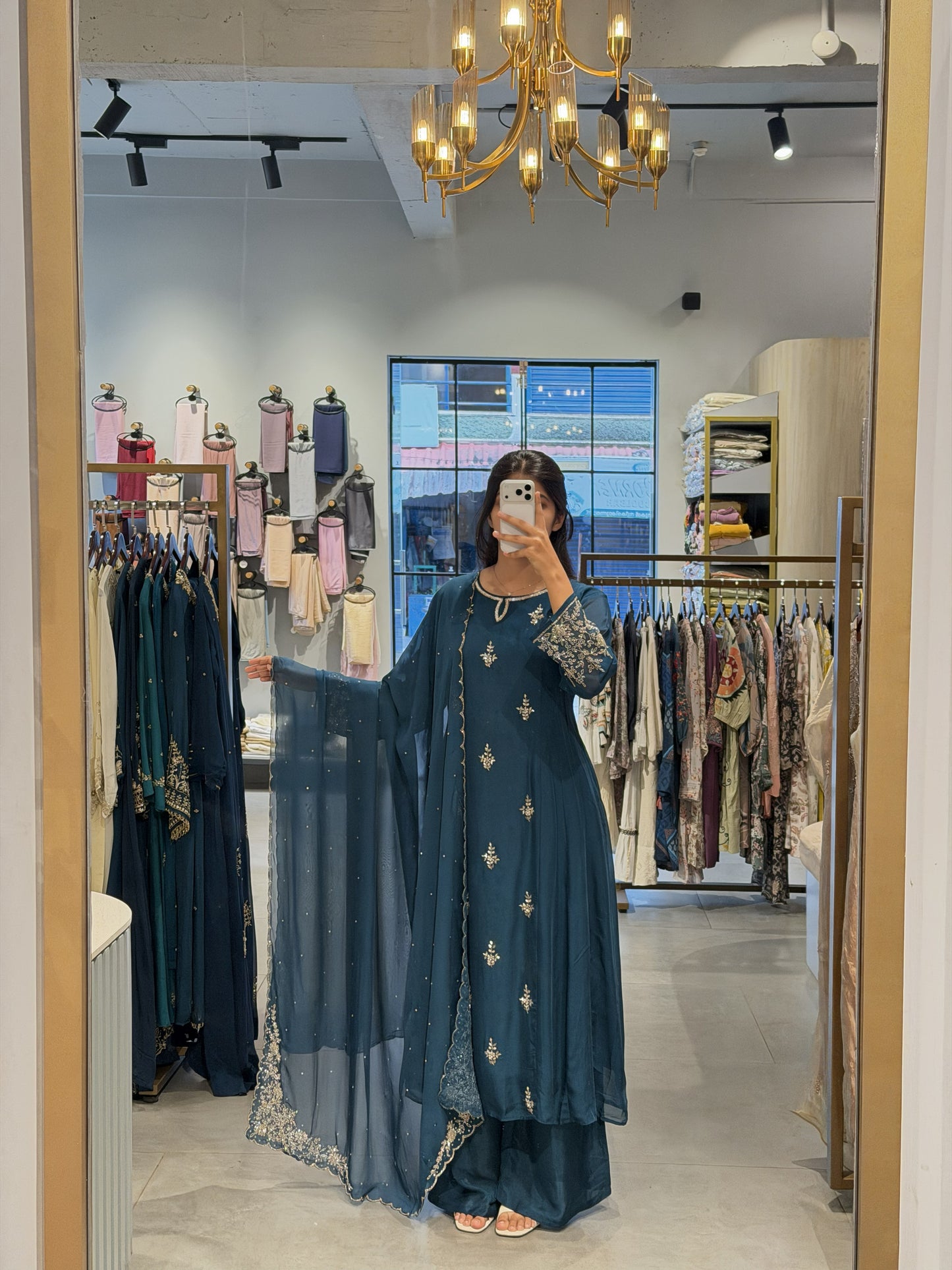 Premium Soft Organza Suit with Stone Work Detailing