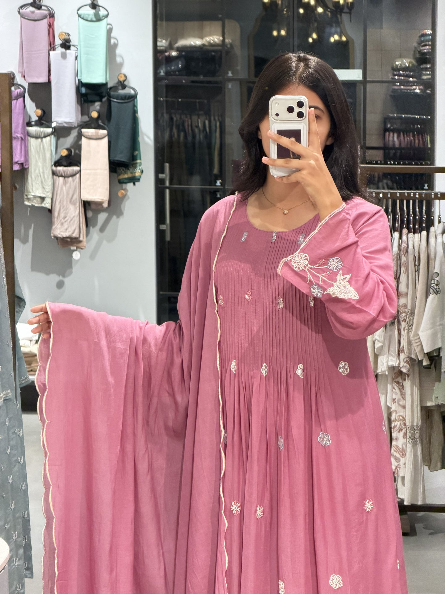 Floral Embroidered Semi Set