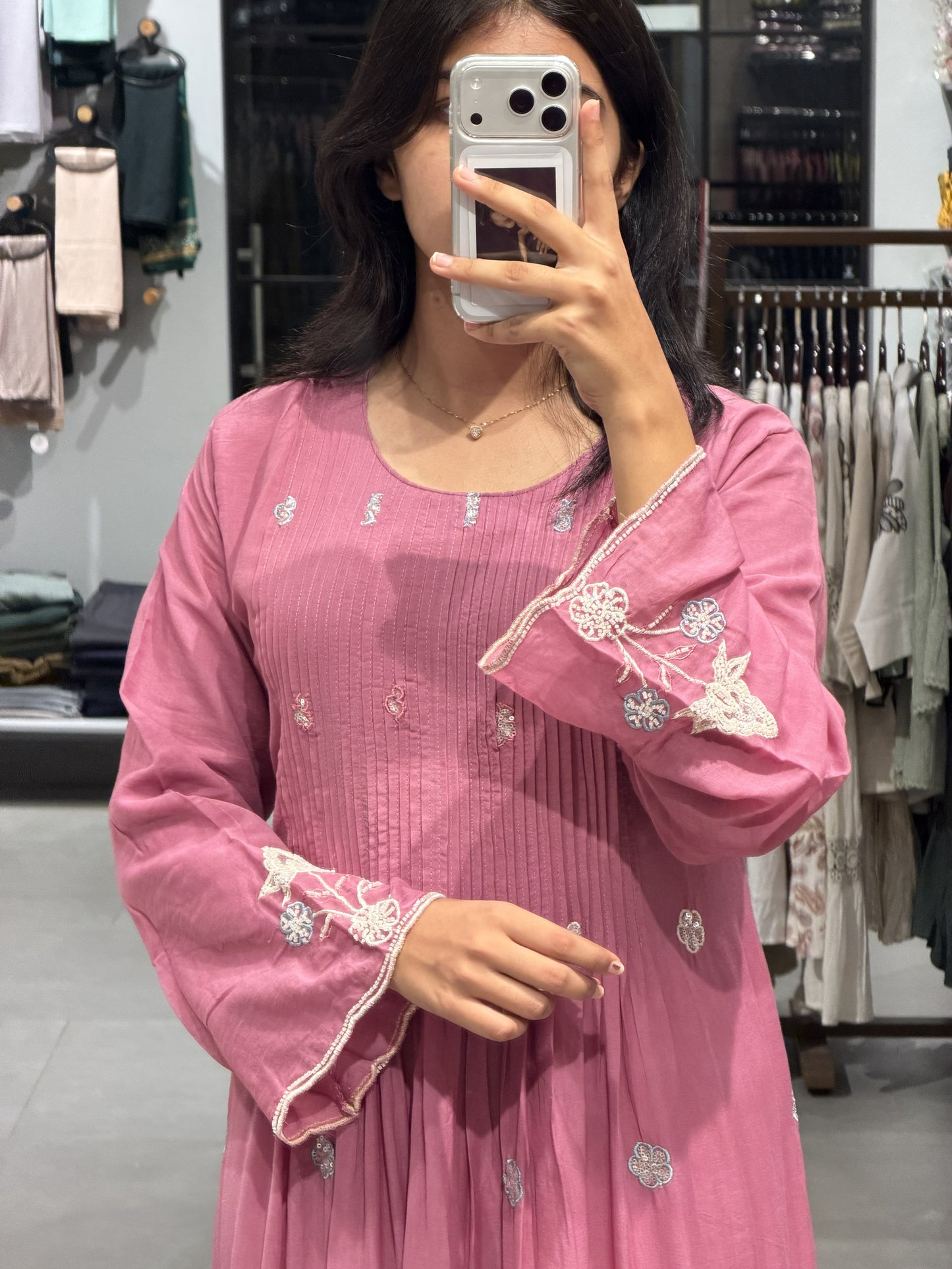 Floral Embroidered Semi Set