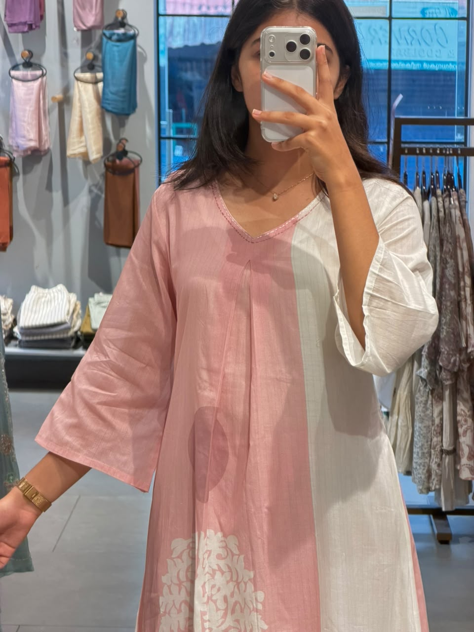 Casual pastel pink  mul Cotton coord set