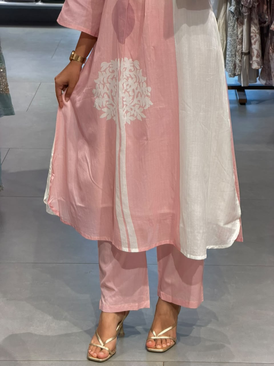 Casual pastel pink  mul Cotton coord set
