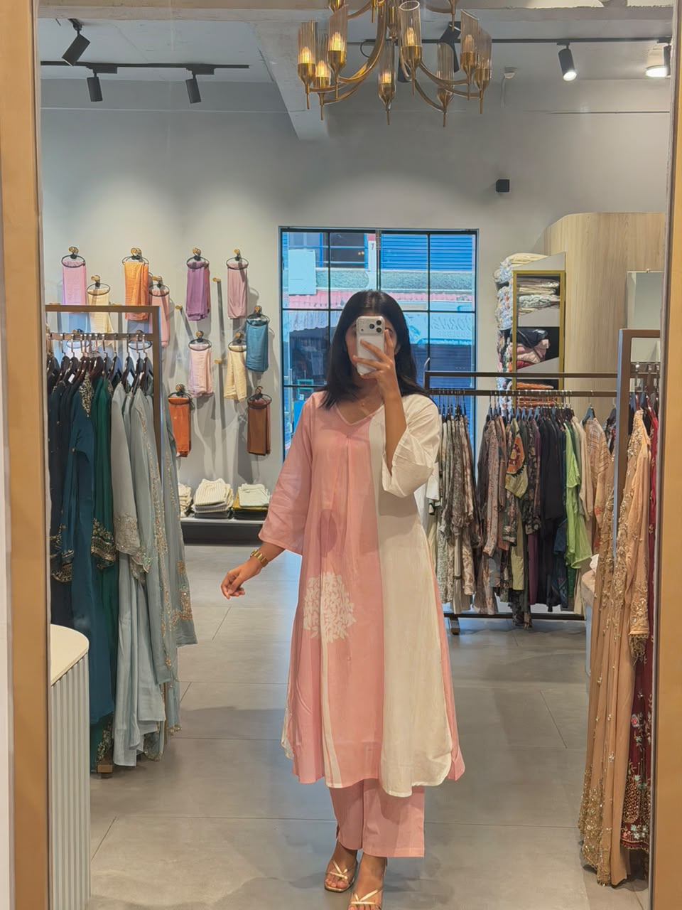 Casual pastel pink  mul Cotton coord set