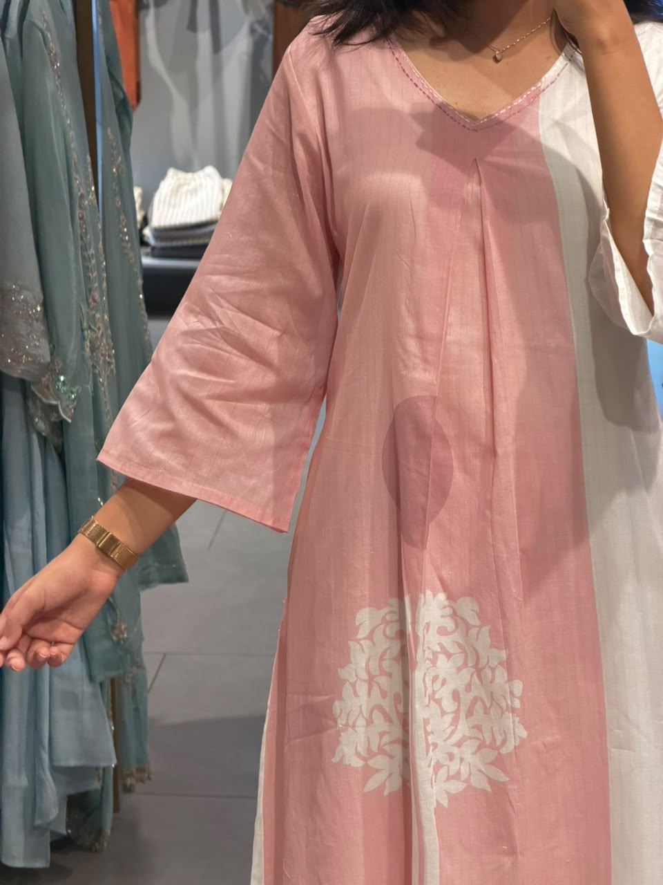 Casual pastel pink  mul Cotton coord set