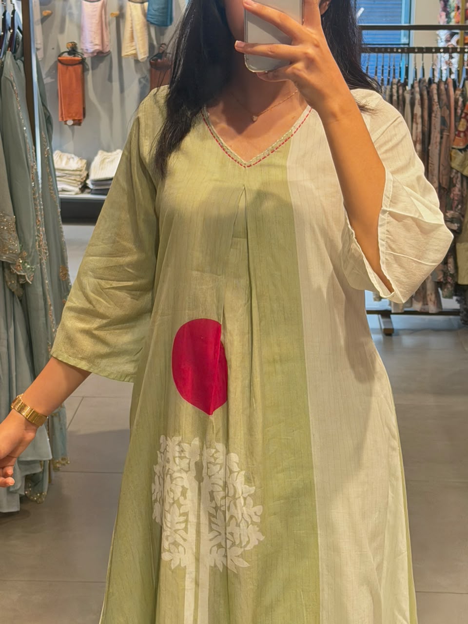Casual pastel green mul Cotton coord set
