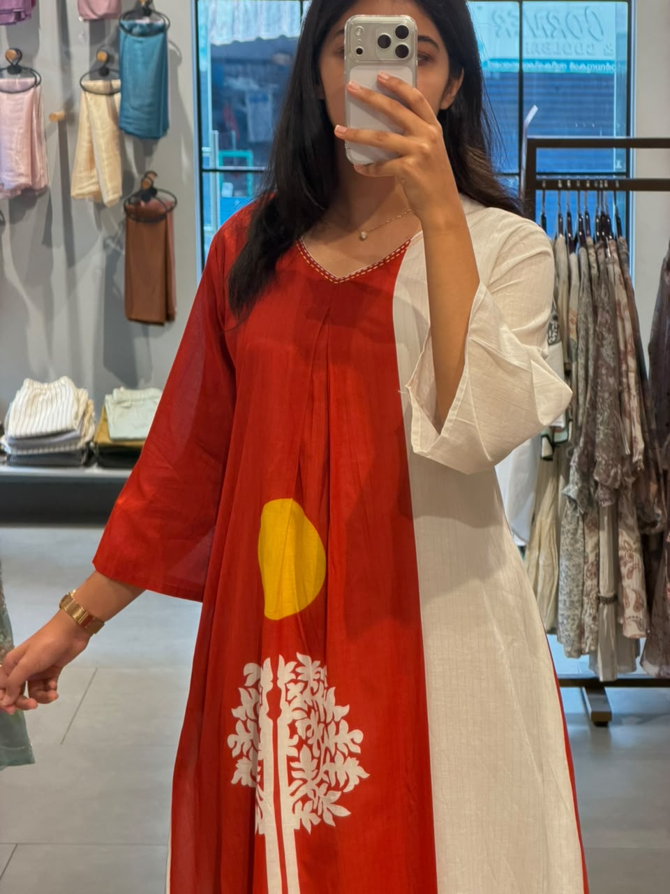 Casual crimson red mul cotton