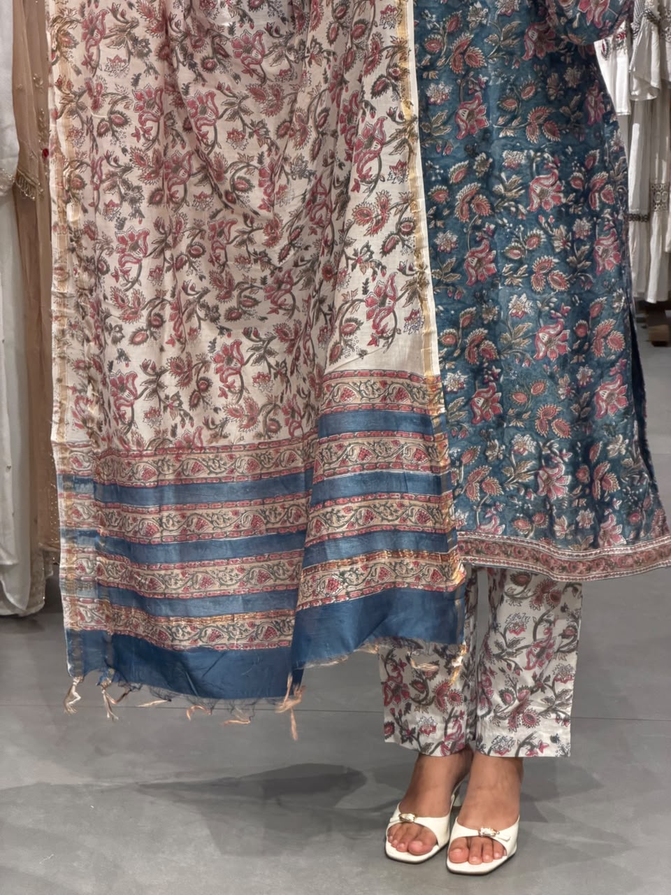 Floral Chanderi Silk Semi party Wear