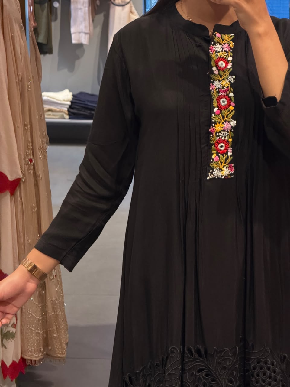 Elegant Black Silk Kurta Set