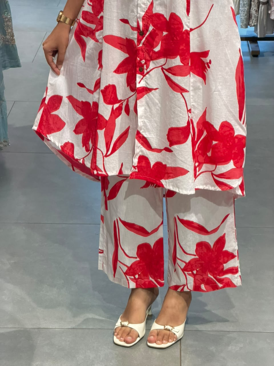 casual cheery red mul cotton kurta
